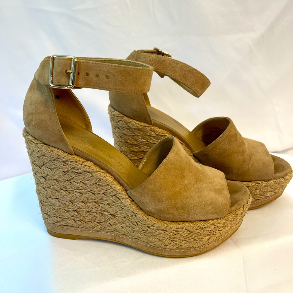 STUART WEITZMAN Suede Espadrilles Wedges, 6 1/2